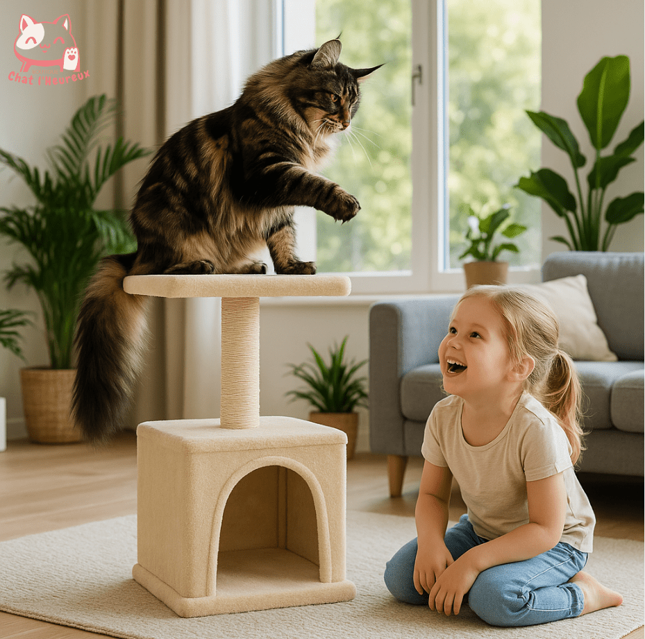 Arbre Ă chat maine coon beige condo perchoir sisal et douceur