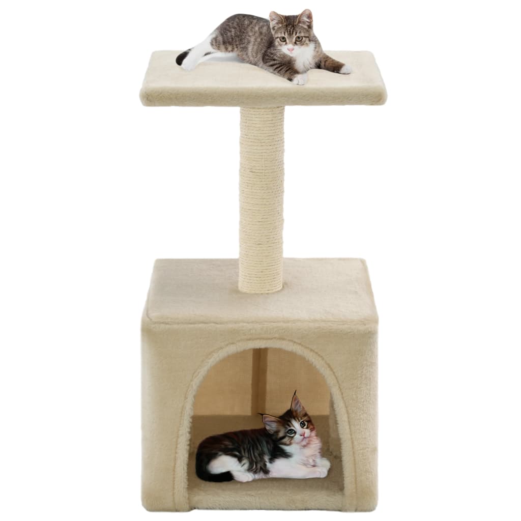 Arbre Ă chat maine coon beige avec condo et perchoir