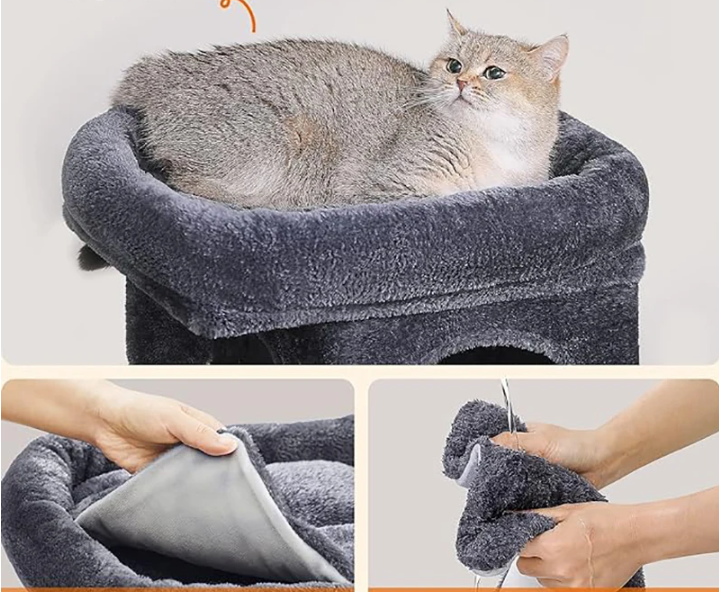 Arbre Ă chat maine coon condo large perchoir gris confortable