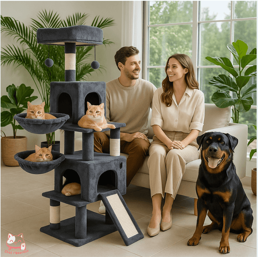 Arbre a chat - Tour escalade - gris - Boutique Chat l'Heureux