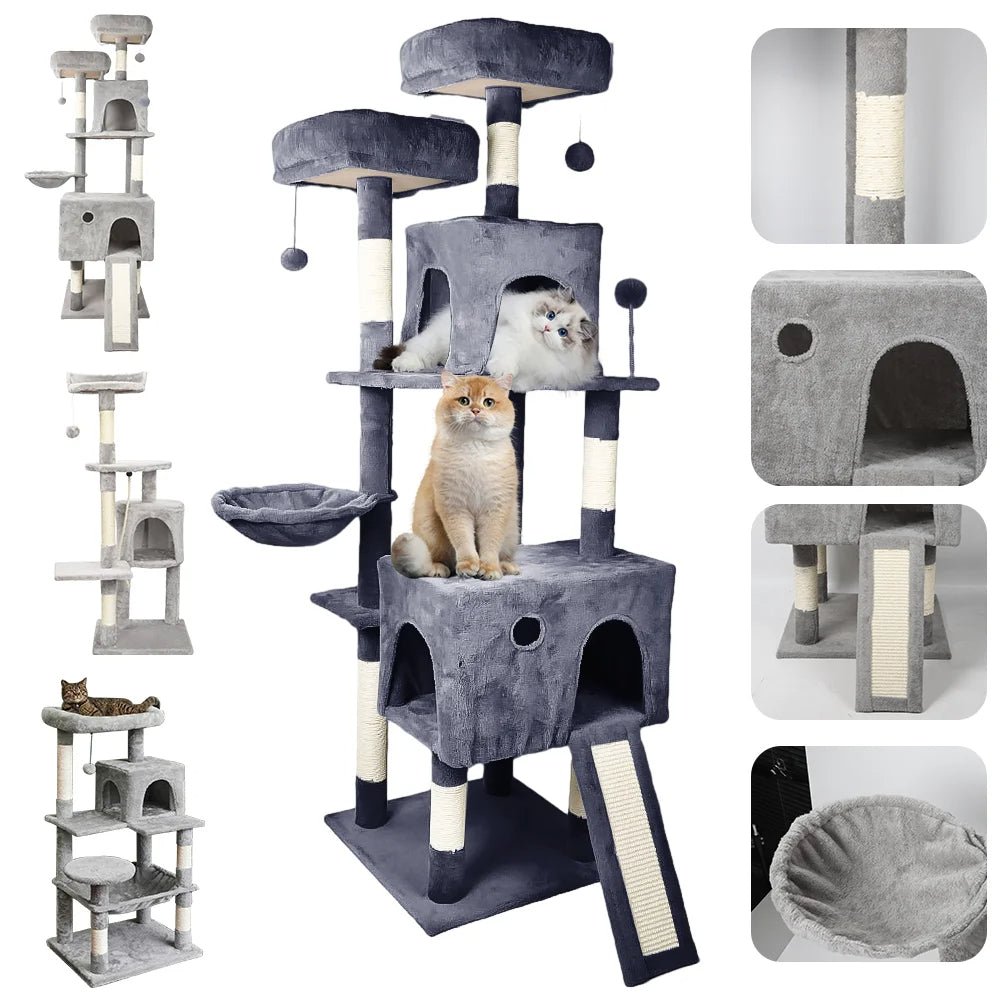 Arbre a chat - Tour escalade - gris - Boutique Chat l'Heureux