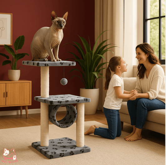 Arbre a chat - tunnel - sisal - gris - Boutique Chat l'Heureux