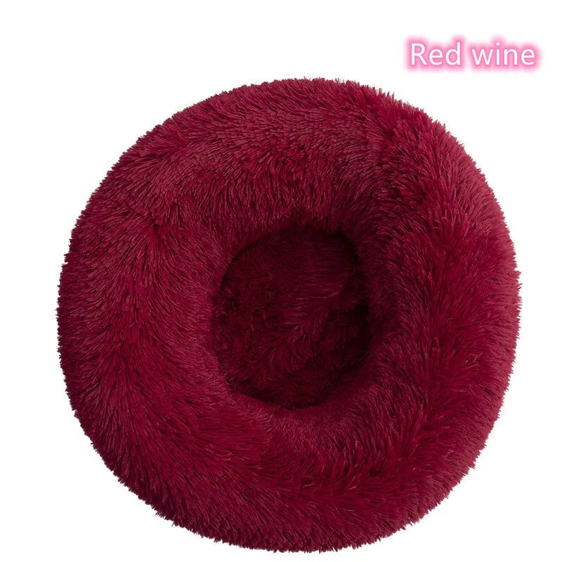 Coussin lit pour chat rouge vin douillet