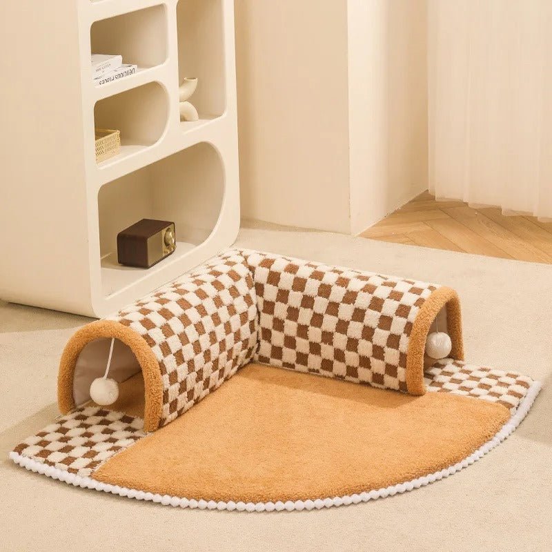 Coussin pour chat tunnel marron