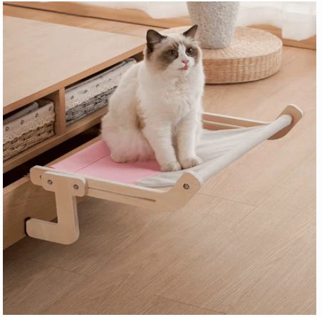 Hamac pour chat bois couleur rose et gris et installation facile
