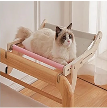 Hamac pour chat bois couleur rose gris installation polyvalente