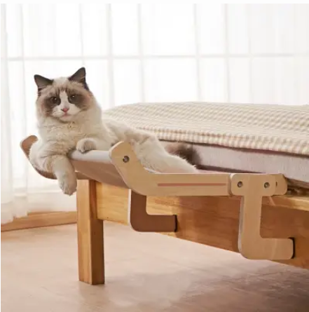 Hamac pour chat bois couleur rose gris pour relaxation