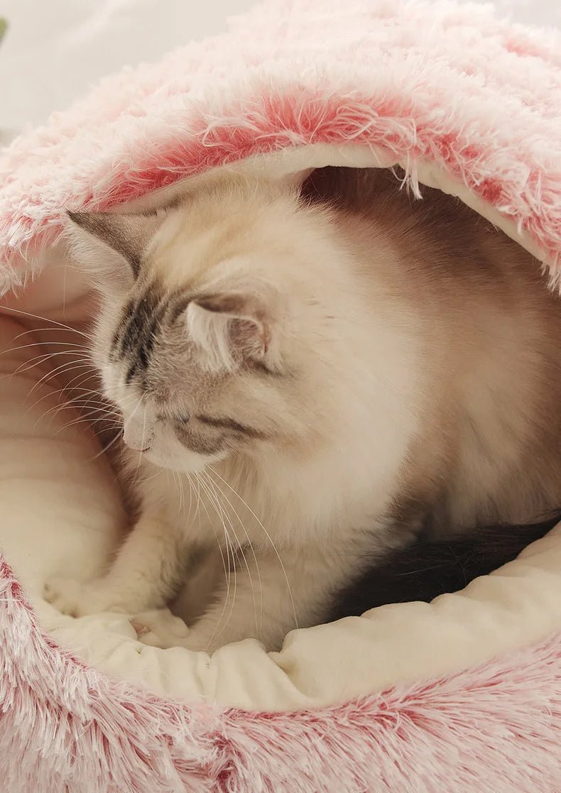Maison pour chat peluche chaude rose