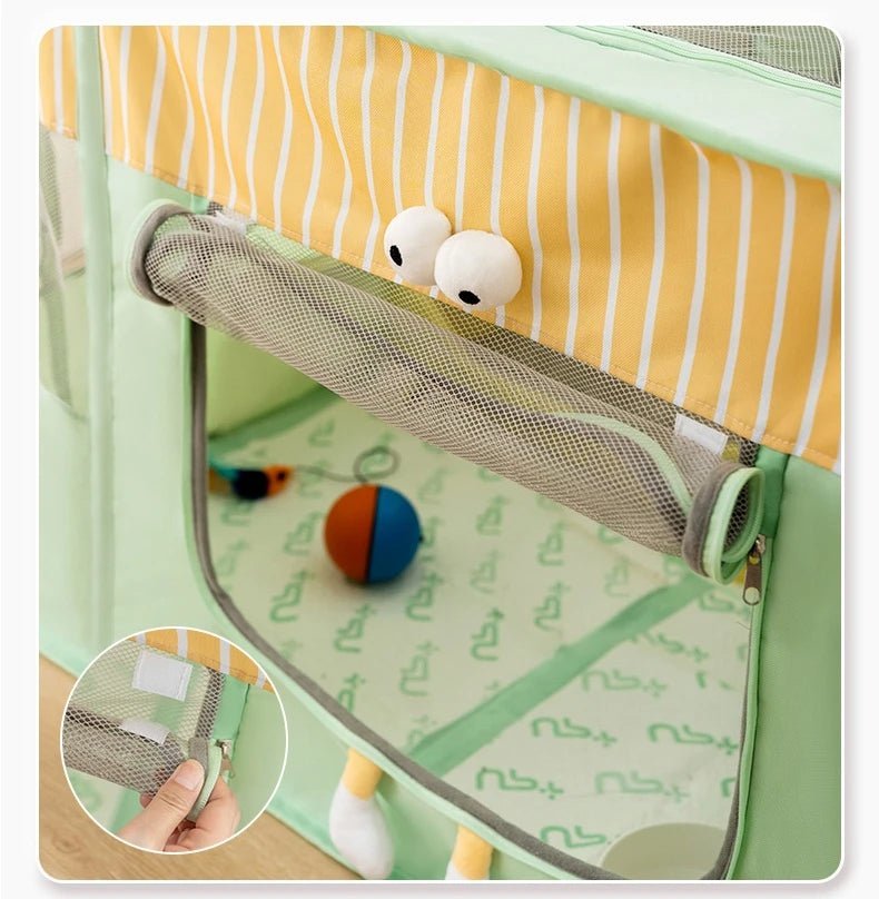 Maison pour chat salle de jeu verte avec fermoir