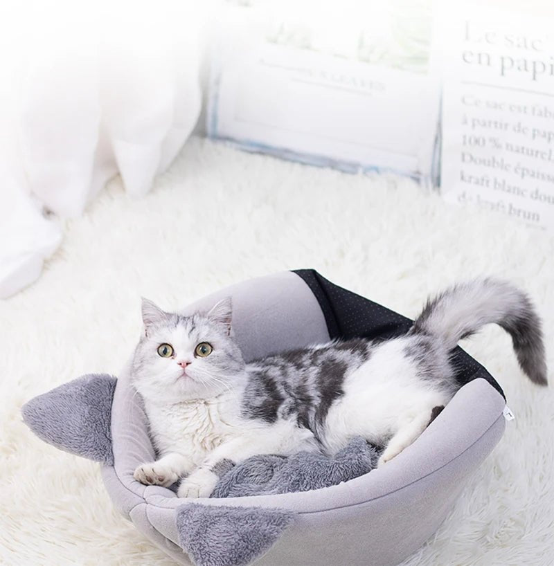 Maison pour chat style grotte grise autre utilisation