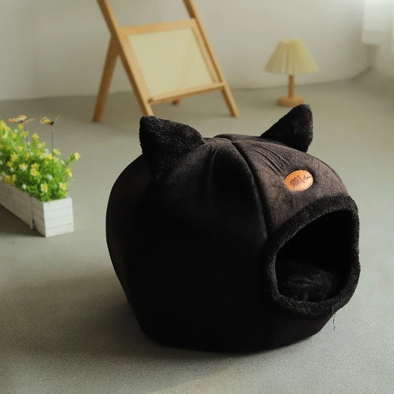 Maison pour chat style grotte noir confortable