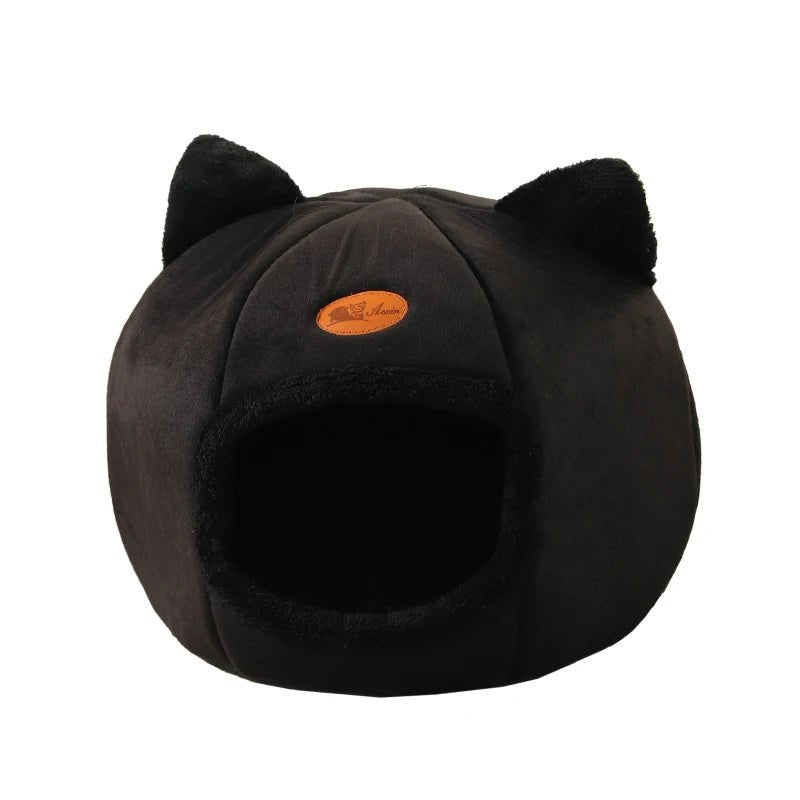 Maison pour chat style grotte noir très douce