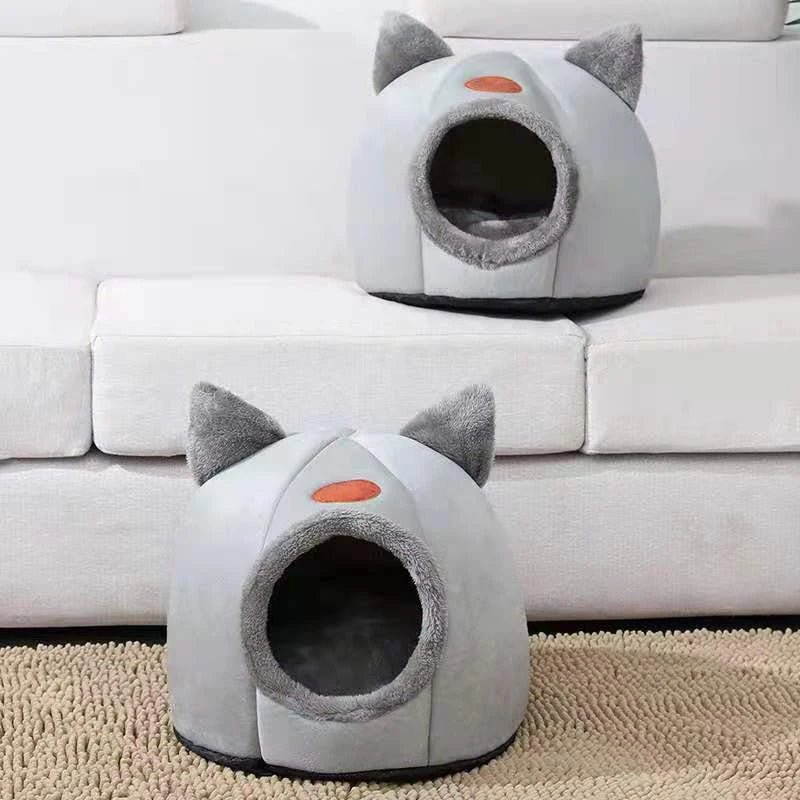Maison pour chat style grotte grise deux grandeurs
