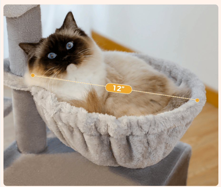 Arbre à chat maine coon - gris - jeux - panier - Boutique Chat l'Heureux