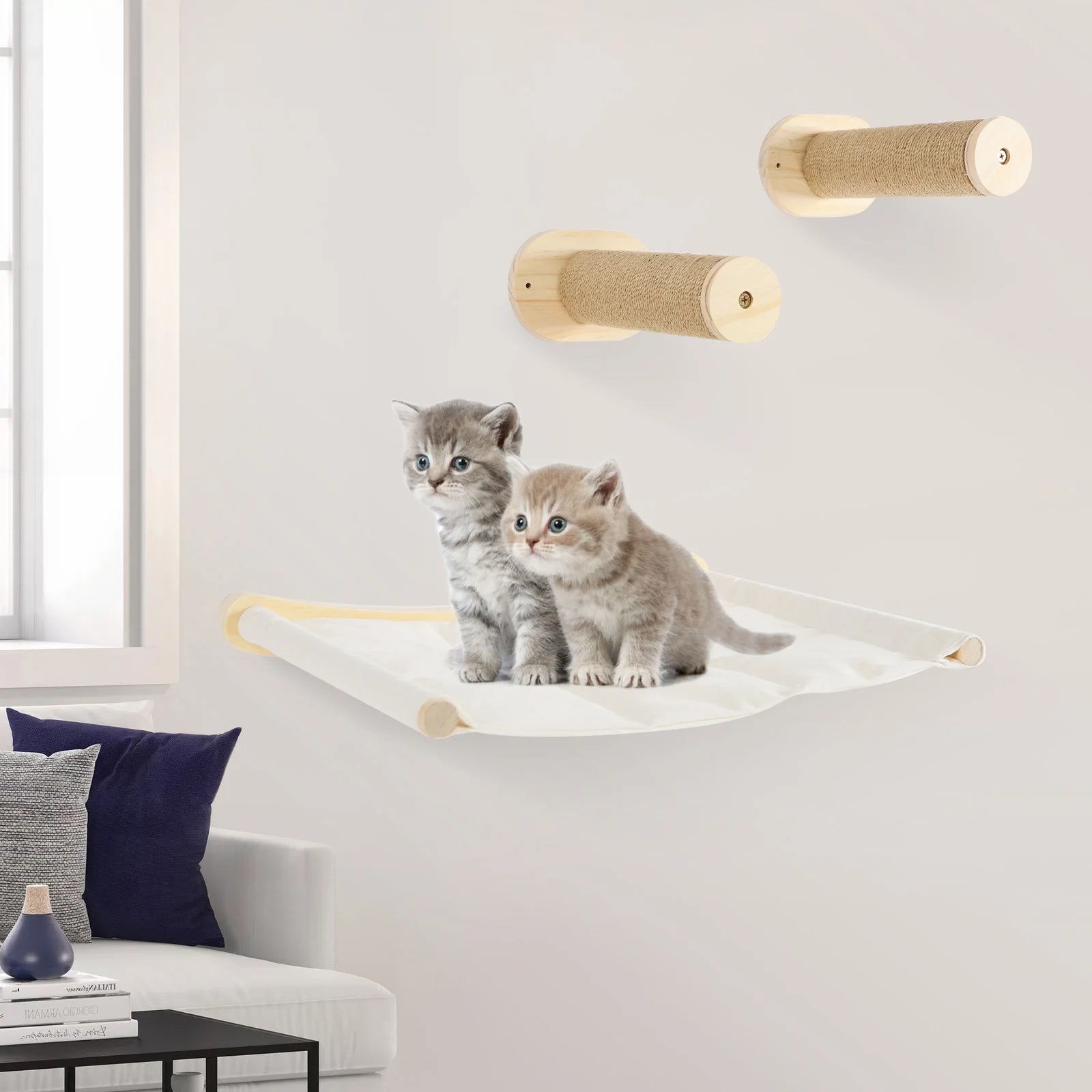 Arbre a chat bois muraux moderne et sécuritaire