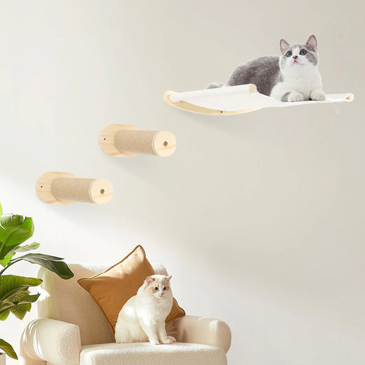 Arbre a chat bois muraux moderne pour économie d'espace