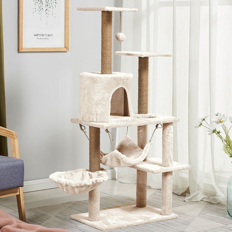Arbre a chat creme condo panier hamac balle suspendu