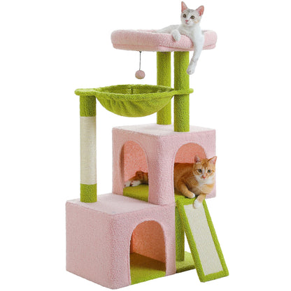 Arbre a chat avec condo panier et sisal rose