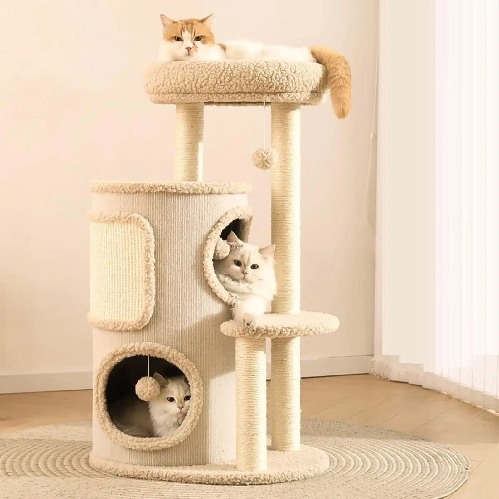 Arbre a chat design condo beige fonctionnel 