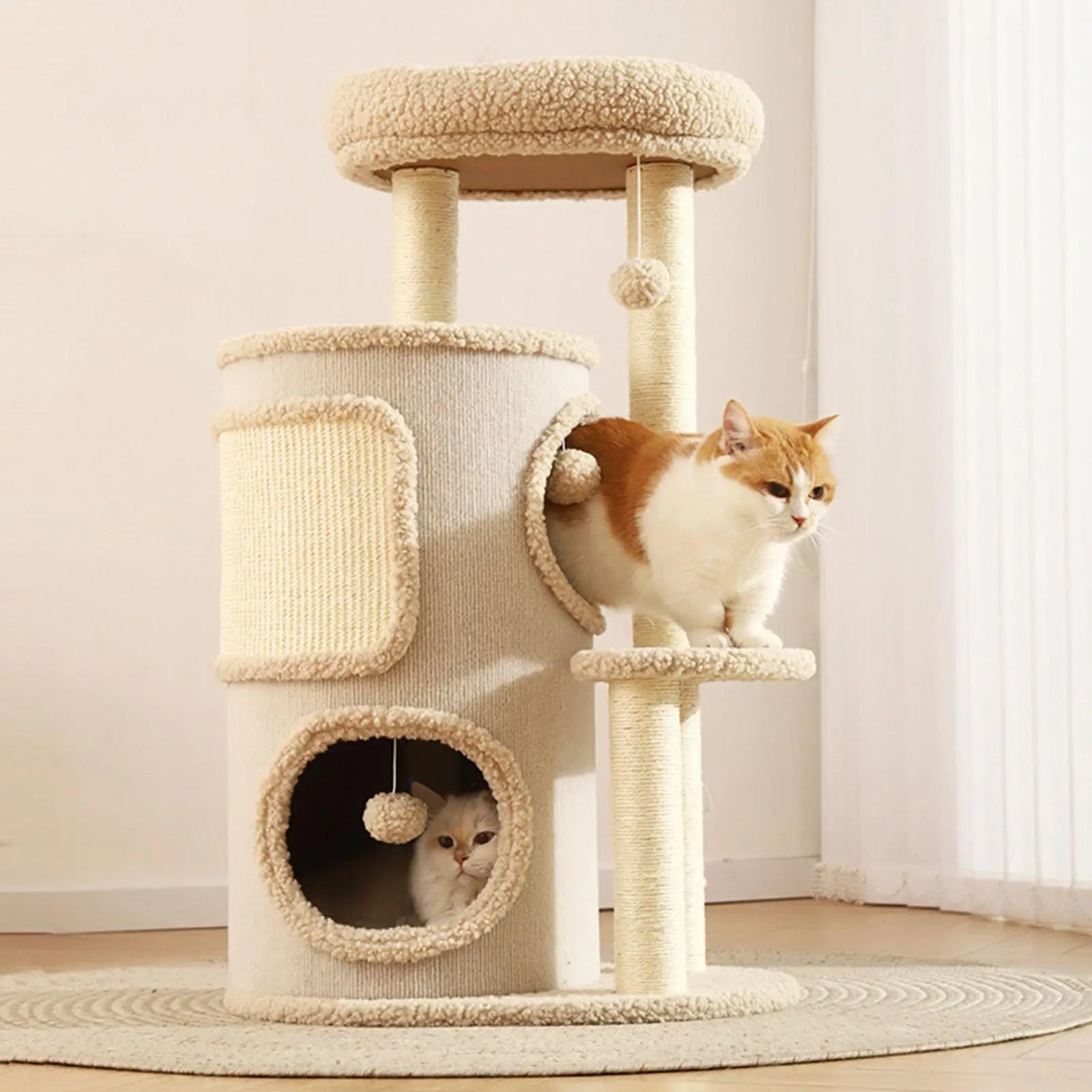 Arbre a chat design condo beige avec jeux