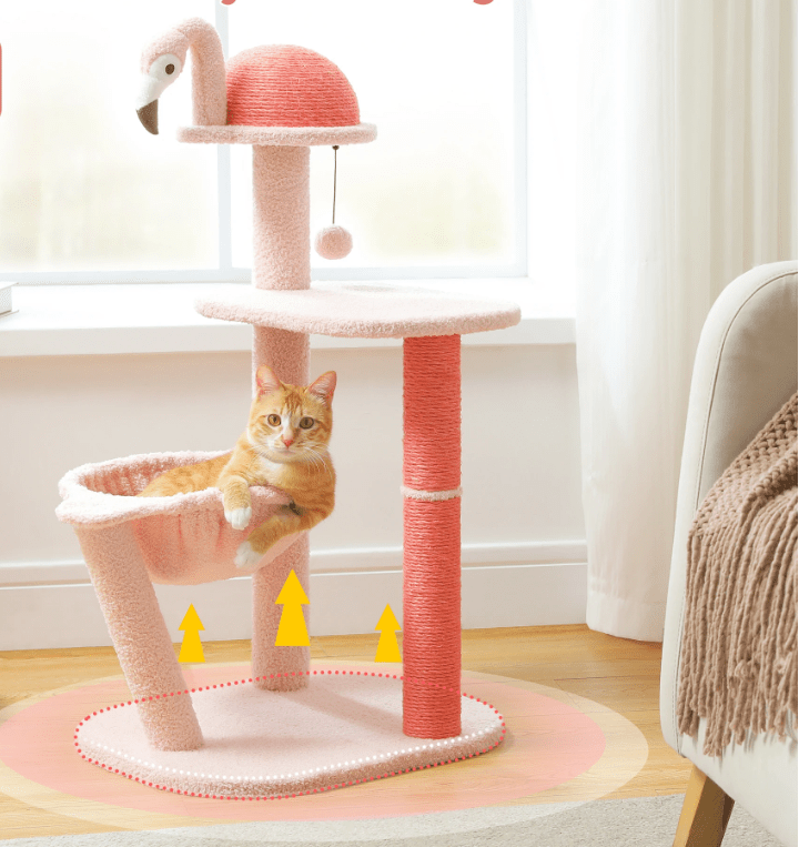 Arbre a chat flamant rose avec grande base