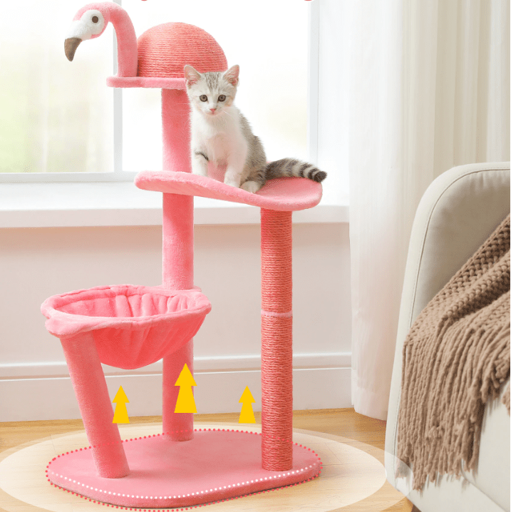 Arbre a chat flamant rose solide