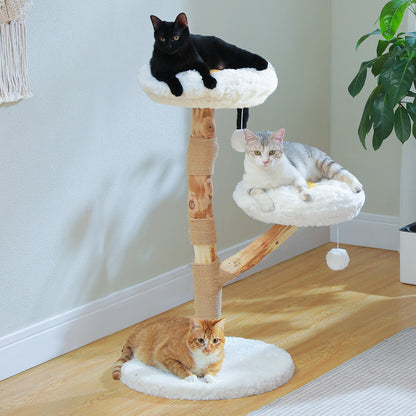 Arbre a chat fleuri naturel style marguerite avec balles