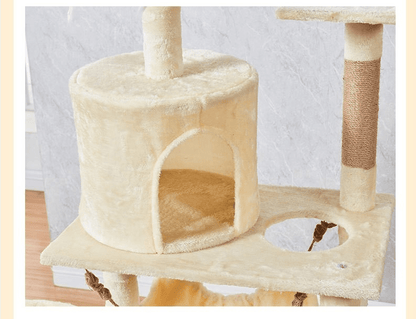 Arbre à chat beige avec plateforme jeux et condo