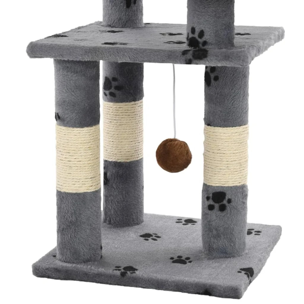 Arbre a chat empruntes de pattes noir sur gris robuste