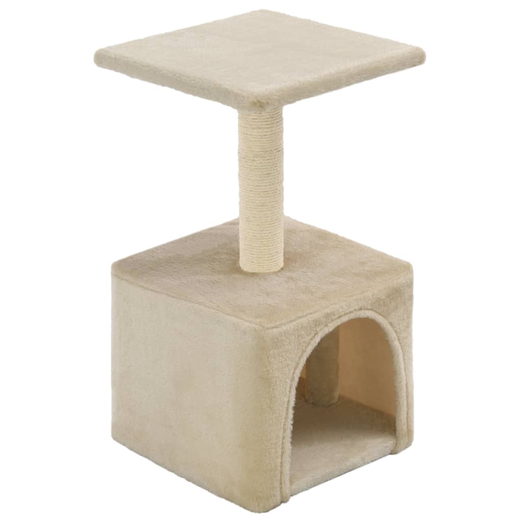 Arbre à chat maine coon beige avec condo et perchoir stable