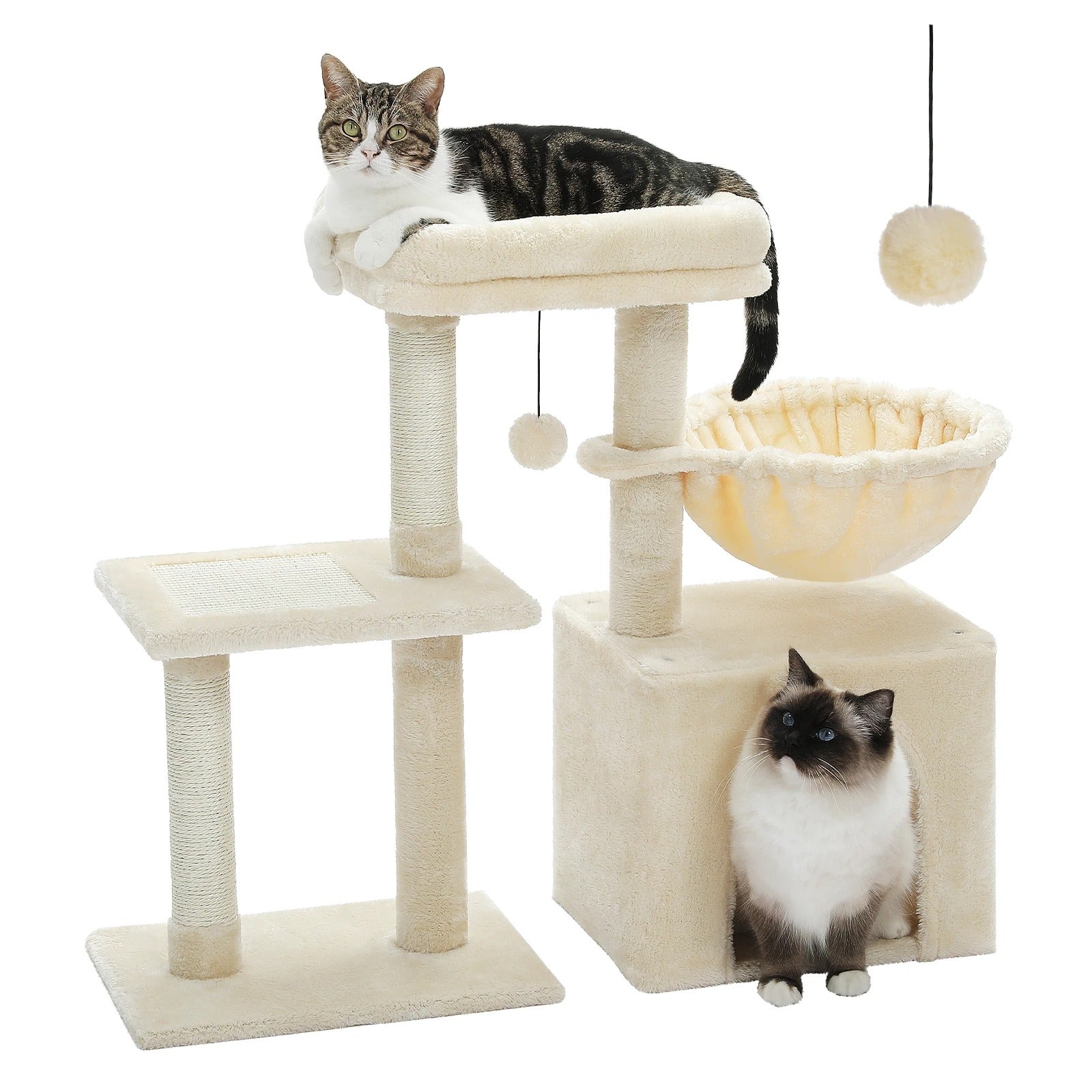 Arbre à chat maine coon beige jeux panier pour repos