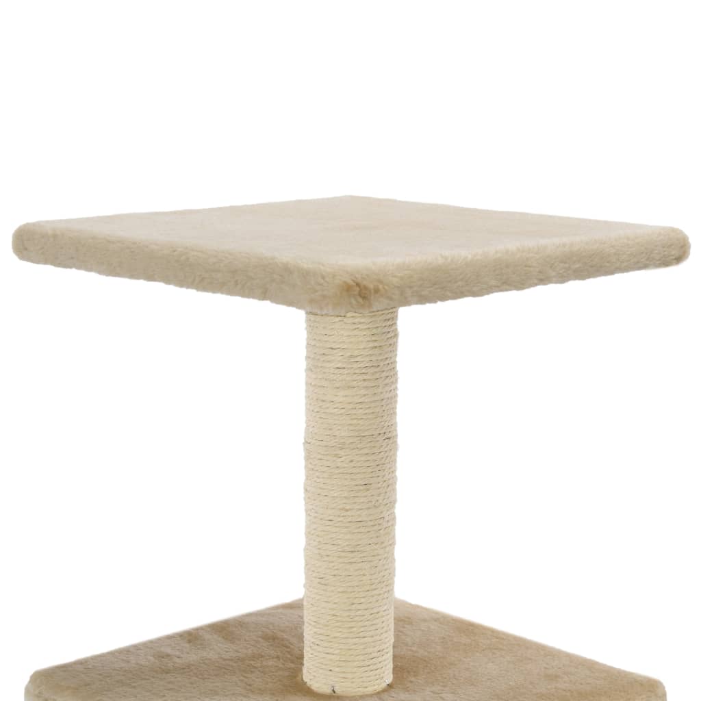 Arbre à chat maine coon beige avec condo perchoir et poteau de sisal