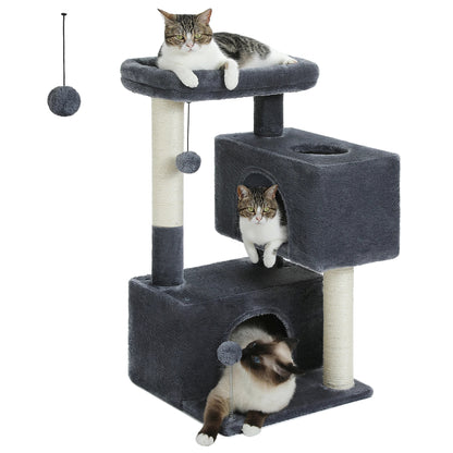 Arbre à chat maine coon avec condo gris pour toute la famille