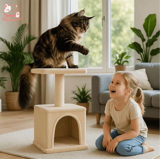 Arbre à chat maine coon beige condo perchoir 