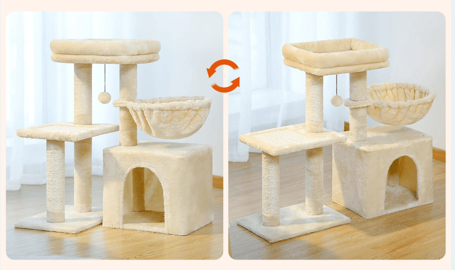 Arbre à chat maine coon beige position désiré 