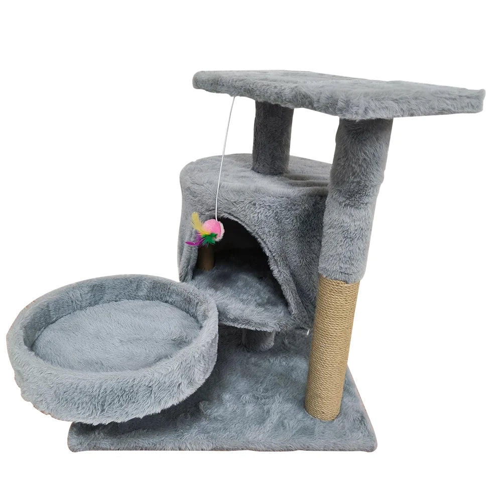 Arbre à chat maine coon escalade rembourré argent et sisal