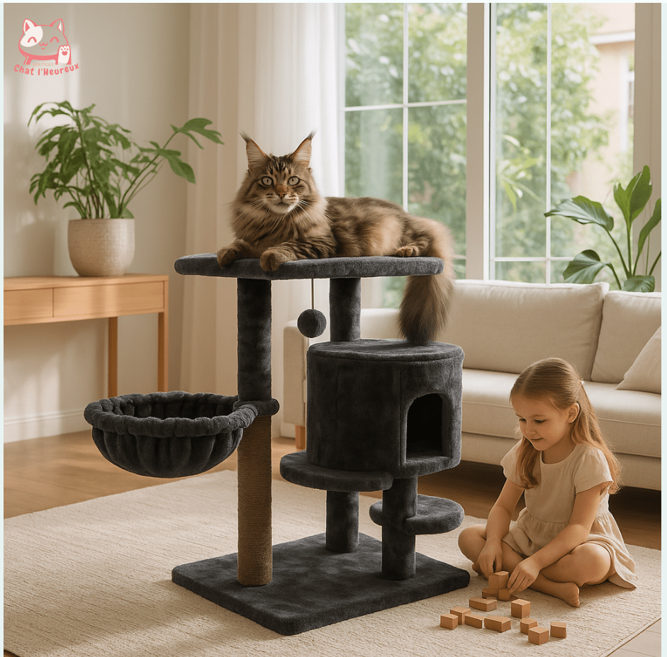 Arbre à chat maine coon gratter gris 