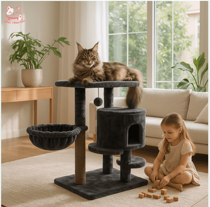 Arbre à chat maine coon gratter gris 