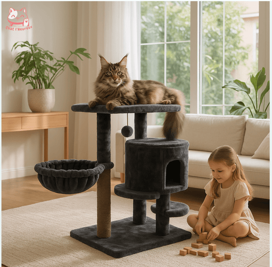 Arbre à chat maine coon gratter gris 