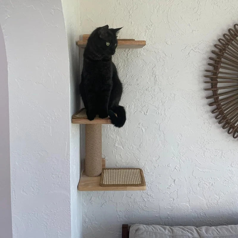 Arbre a chat muraux en bois sécuritaire