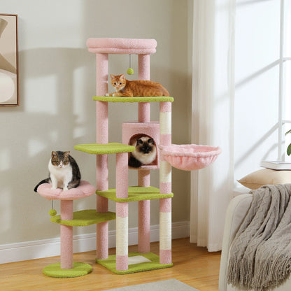 Arbre à chat plusieurs niveaux rose