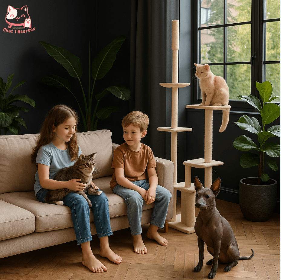 Arbre a chat  du sol au plafond beige 