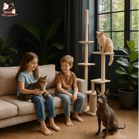 Arbre a chat  du sol au plafond beige 