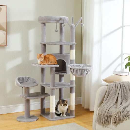 Arbre à chat maine coon plusieurs niveaux argent 
