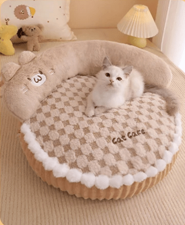 Canapé pour chat luxe douillet brun café