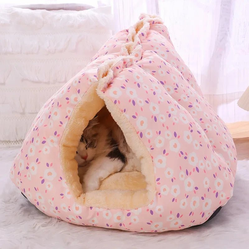 Canapé pour chat rétractable en rose et attaché pour cocon