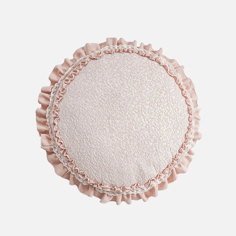 Coussin chat dentelle rose