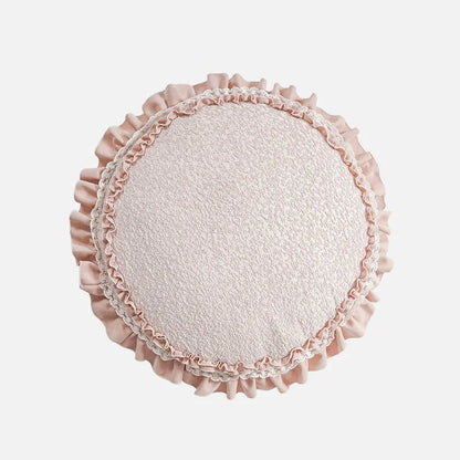 Coussin chat dentelle rose