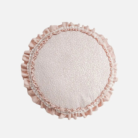 Coussin chat dentelle rose