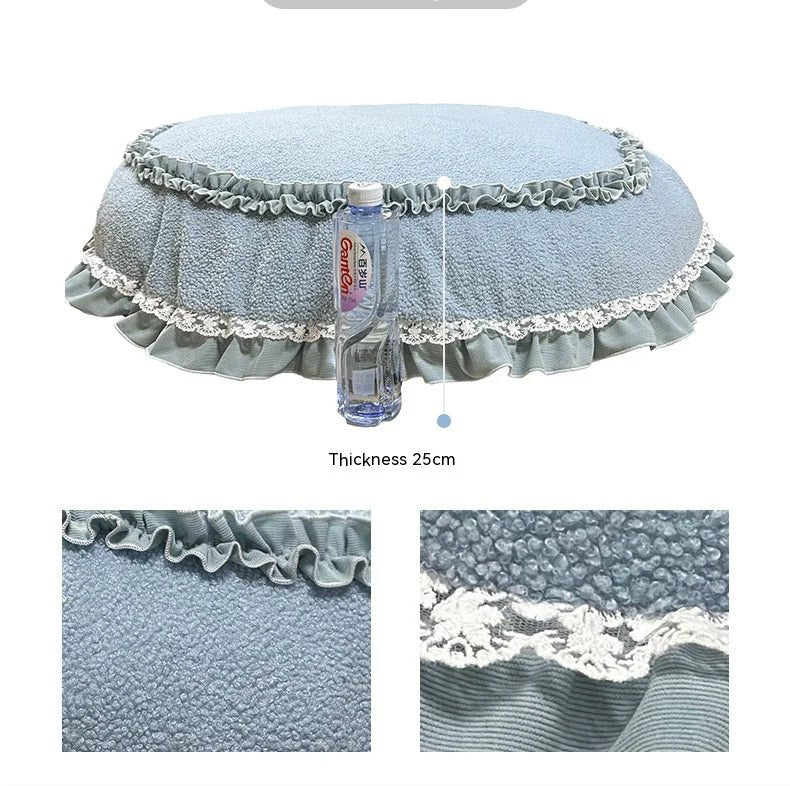 Coussin chat dentelle vert bleu